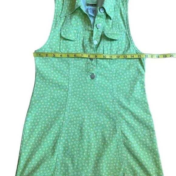 SQUEEZE JEANS Denim Lime Green Sleeveless Shirt Size M Women - Picture 3 of 7